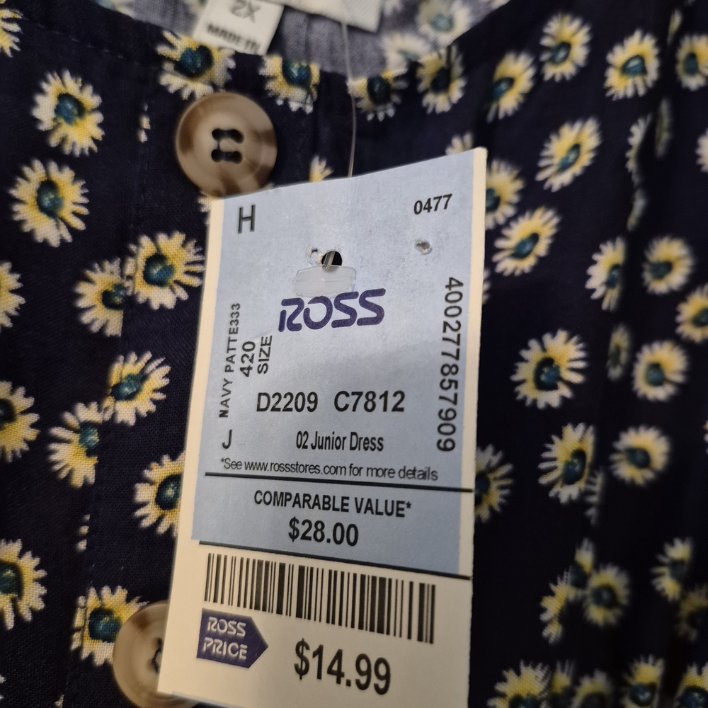 AUW Navy Dress with Daisy Print